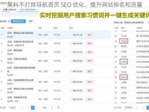 黑料不打烊导航首页 SEO 优化，提升网站排名和流量