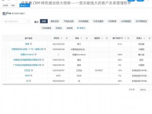 成免费 CRM 特色据说很大很疼——一款功能强大的客户关系管理软件