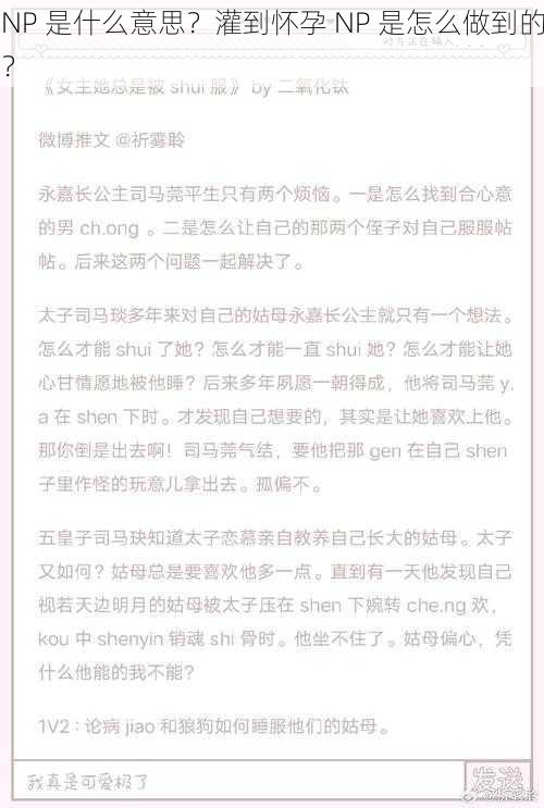 NP 是什么意思？灌到怀孕 NP 是怎么做到的？