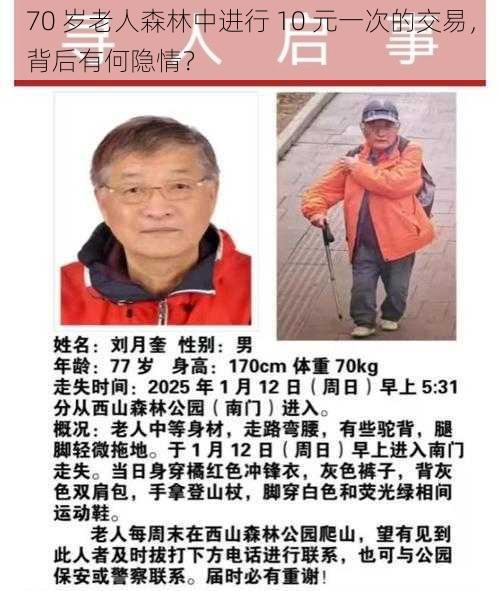 70 岁老人森林中进行 10 元一次的交易，背后有何隐情？