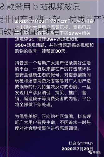 18 款禁用 b 站视频被质疑非国产即将下架，优质国产视频软件你值得拥有