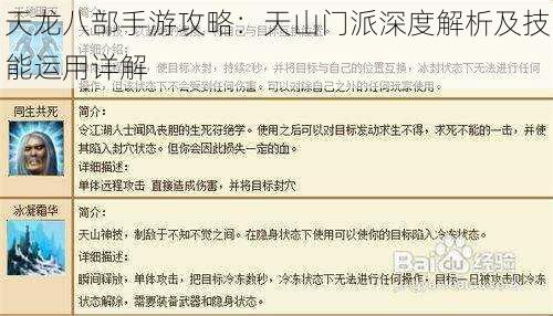 天龙八部手游攻略：天山门派深度解析及技能运用详解