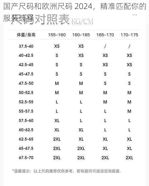 国产尺码和欧洲尺码 2024，精准匹配你的服装选择