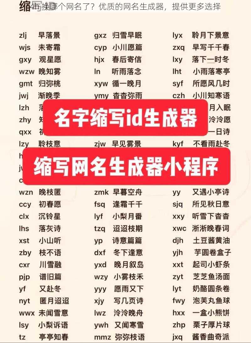 4h 换哪个网名了？优质的网名生成器，提供更多选择